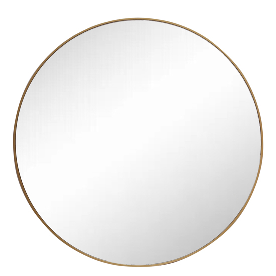 simple gold round wall mirror